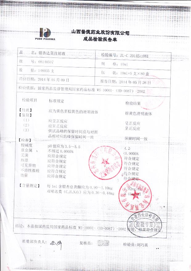 08140507银杏达莫注射液