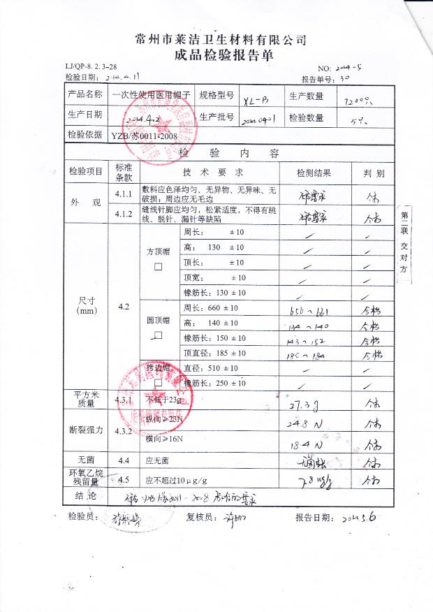 20140401一次性使用医用帽子