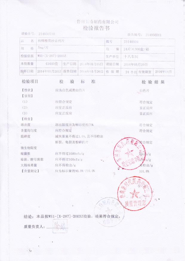 25140504枸橼酸莫沙必利片