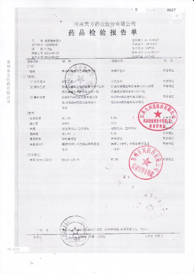 140309019奥硝唑分散片