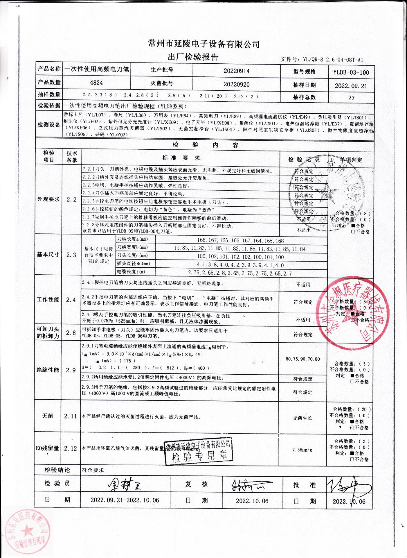 20220914一次性使用高频电刀笔