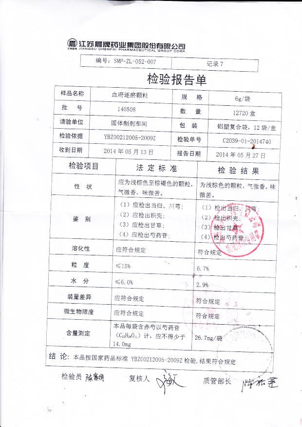 140508血府逐瘀颗粒