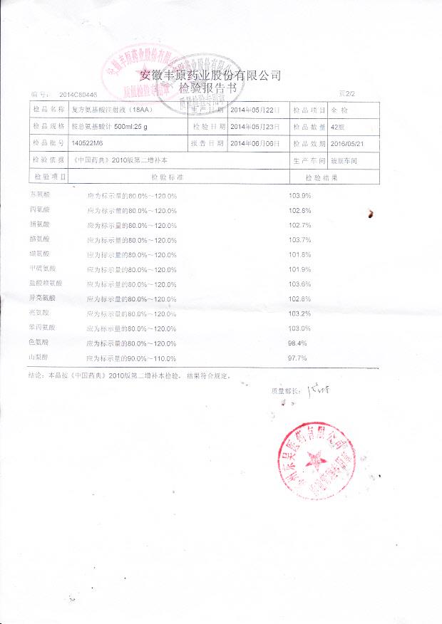 140522M6复方氨基酸注射液18AA2