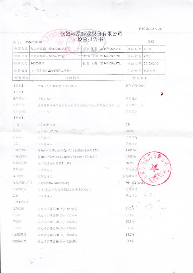 140531M1复方氨基酸注射液18AA1