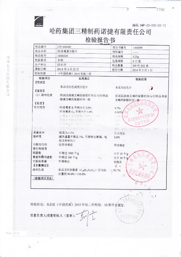 1404324阿奇霉素分散片