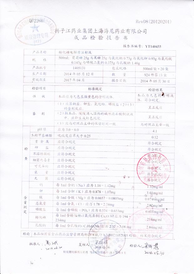 1405131转化糖电解质注射液