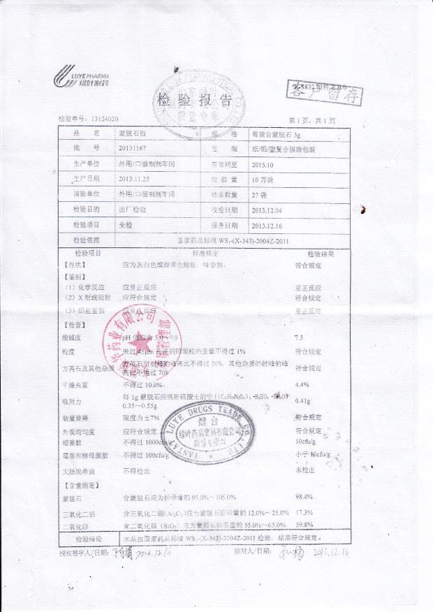 20131167蒙脱石散