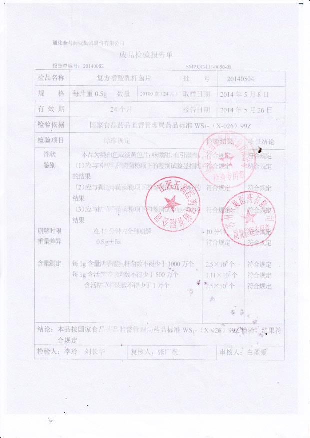 20140504复方嗜酸乳杆菌片