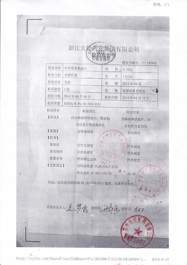 140304阿奇霉素肠溶片。