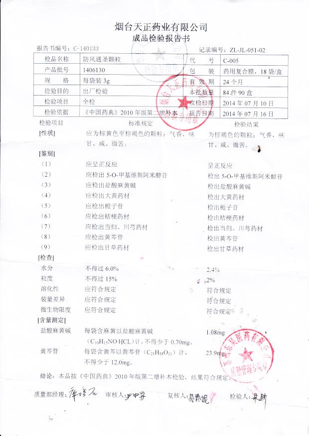 1406130防风通圣颗粒