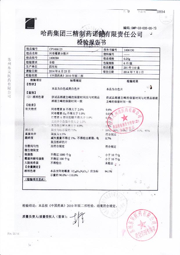 1406584阿奇霉素分散片