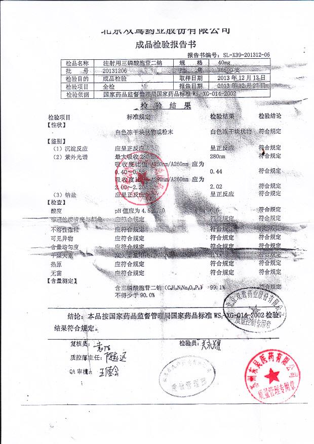 20131206注射用三磷酸胞苷二钠