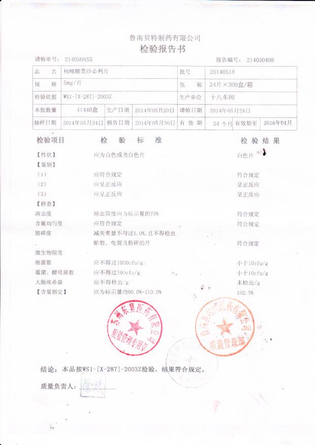 25040518枸橼酸莫沙利片