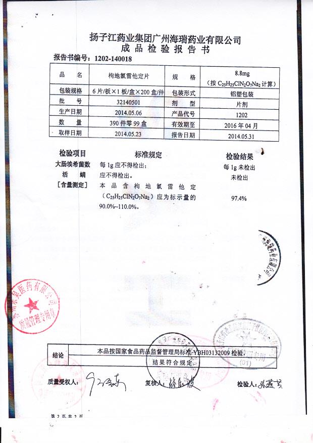 32140501枸地氯雷他定片2