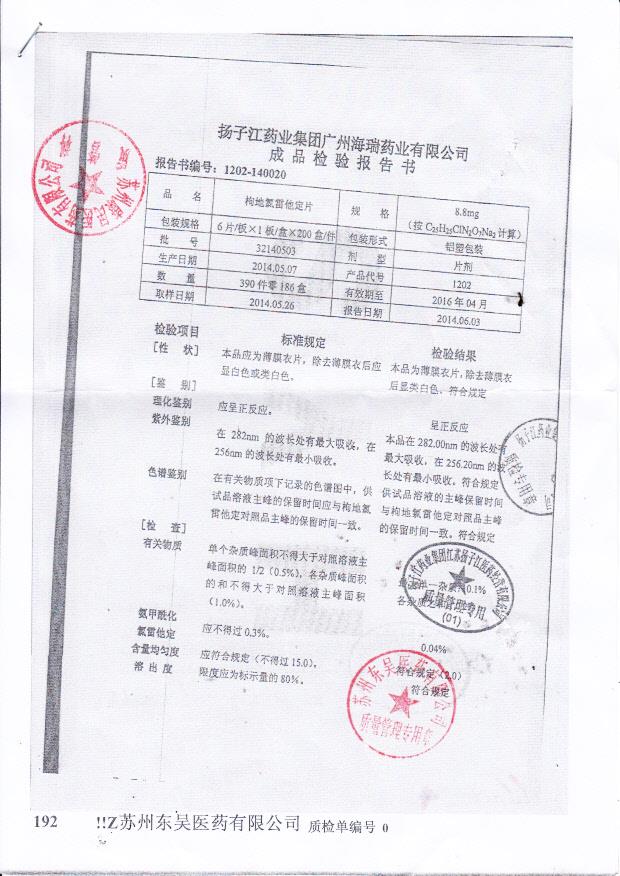 32140503枸地氯雷他定片