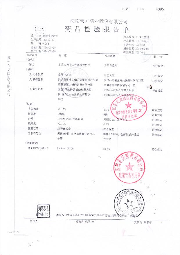 140509133奥硝唑分散片