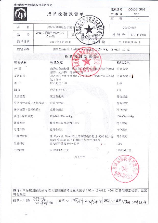 201404015注射用鼠神经生长因子