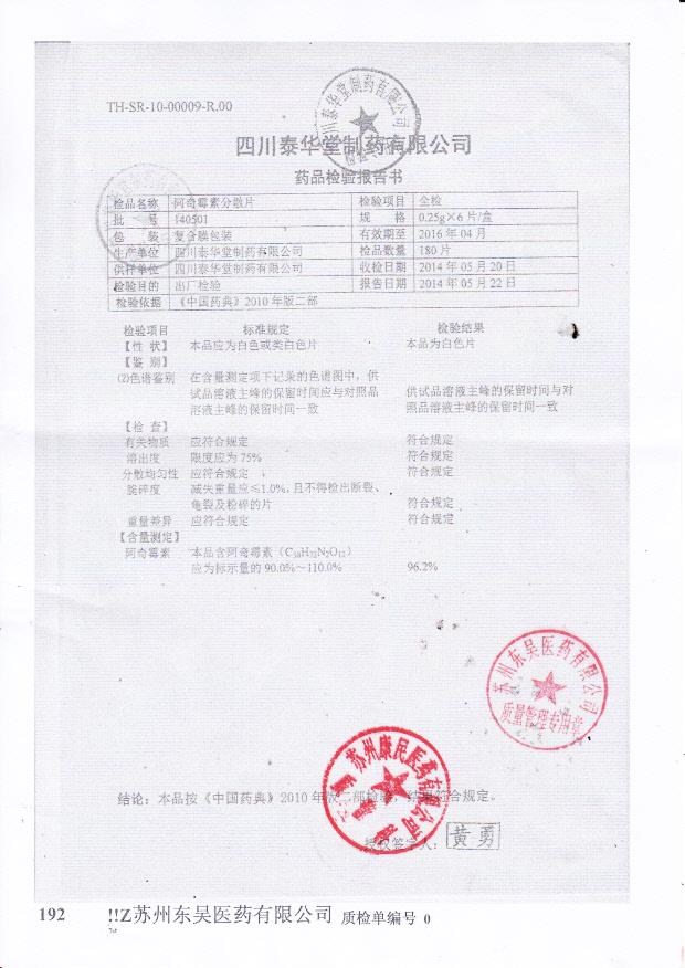 140501阿奇霉素分散片