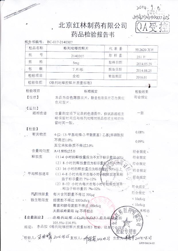2140307格列吡嗪控释片.