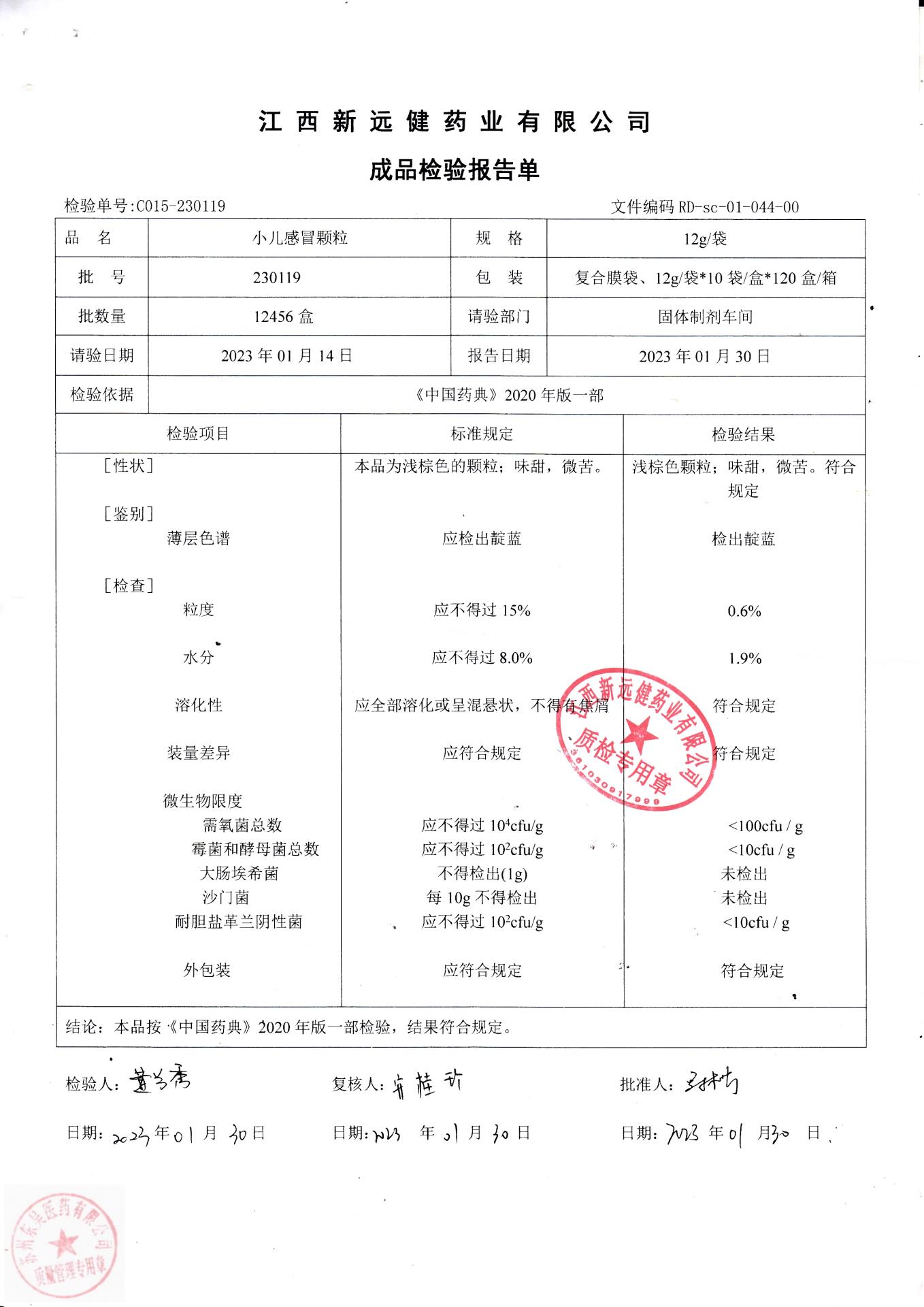 230119小儿感冒颗粒
