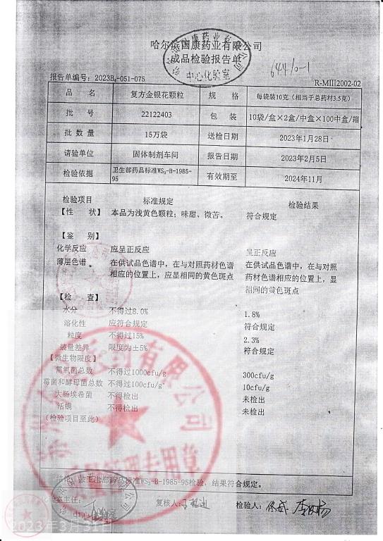 22122403复方金银花颗粒