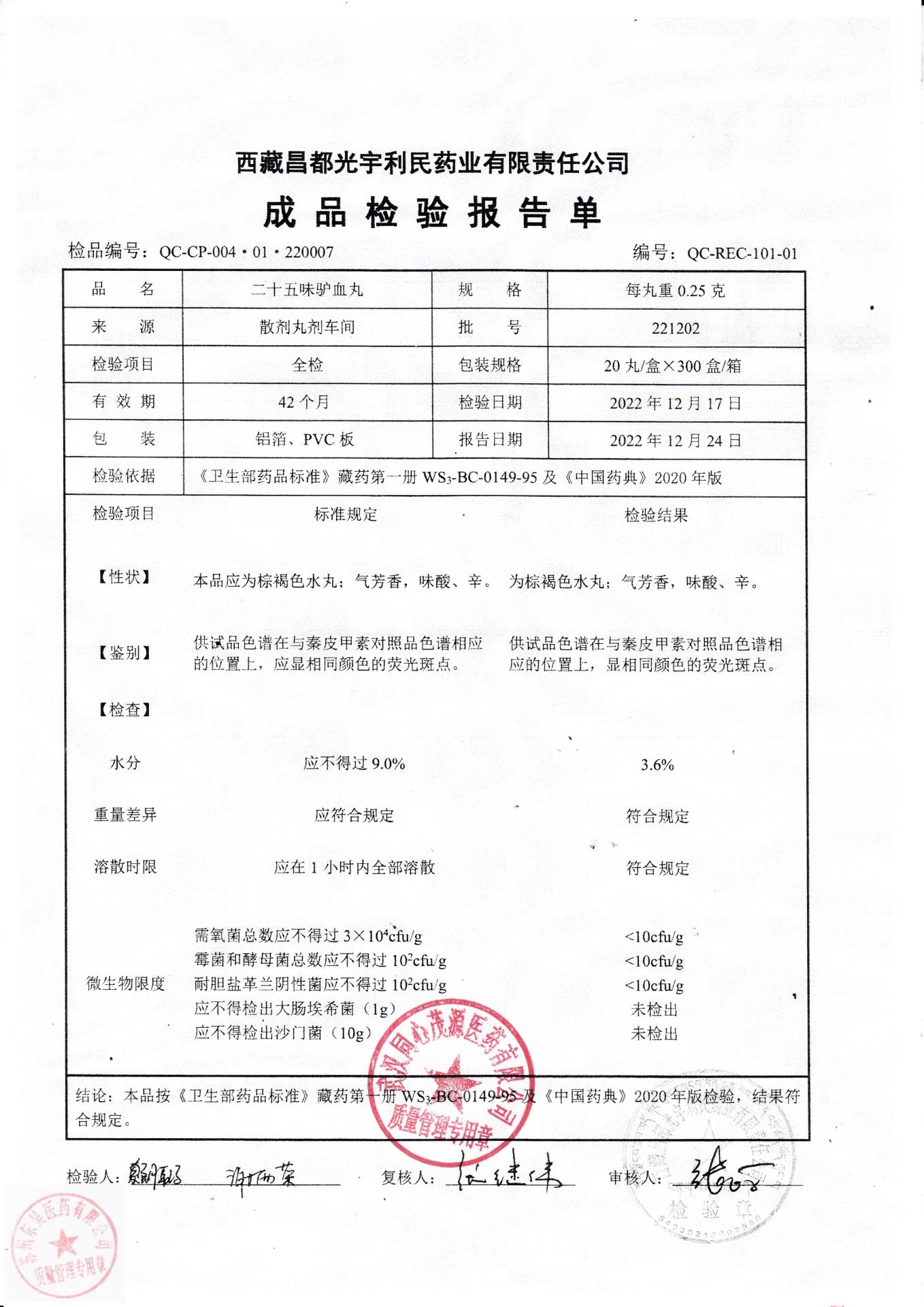 221202二十五味驴血丸