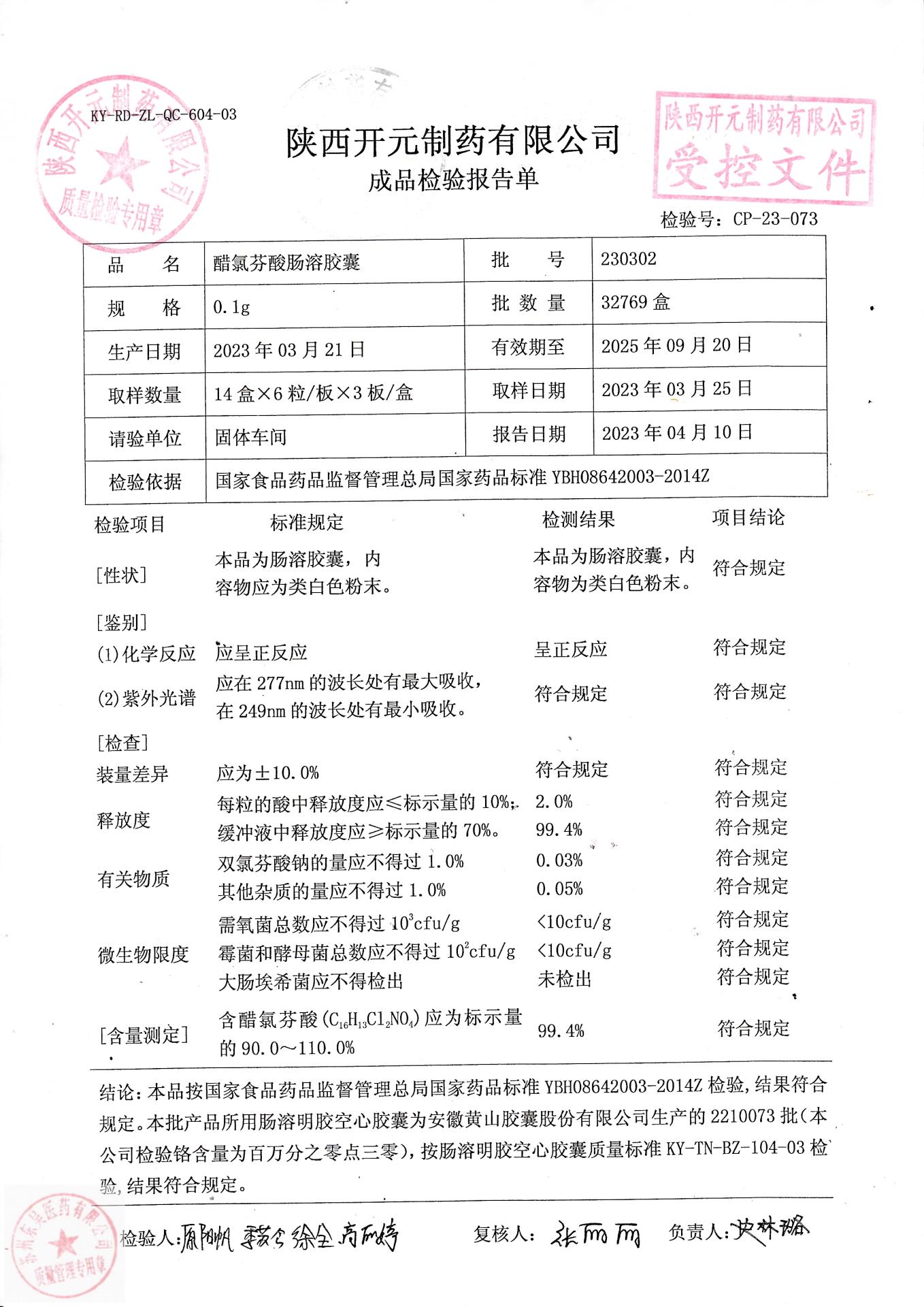 230302醋氯芬酸肠溶胶囊