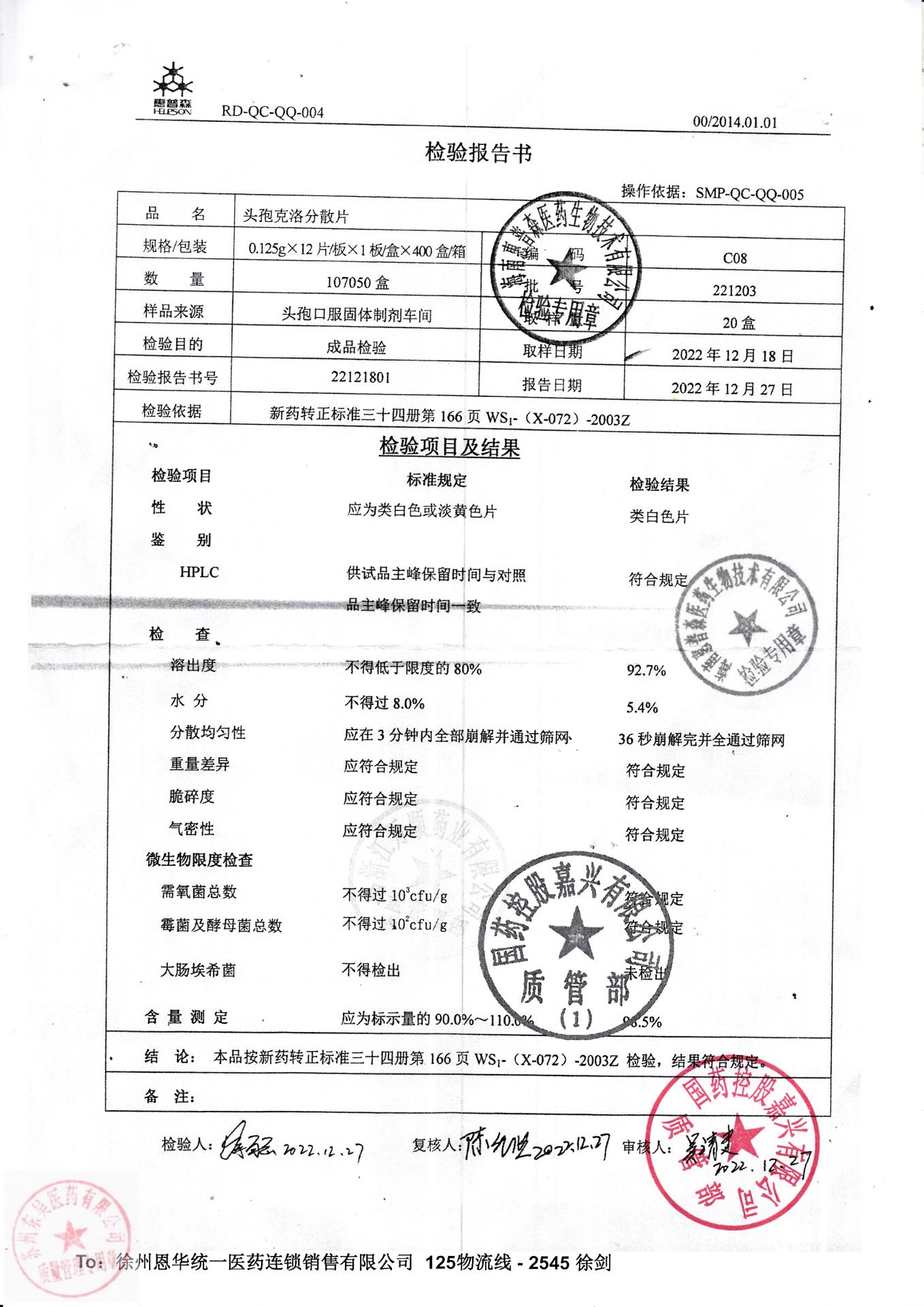 221203头孢克洛分散片