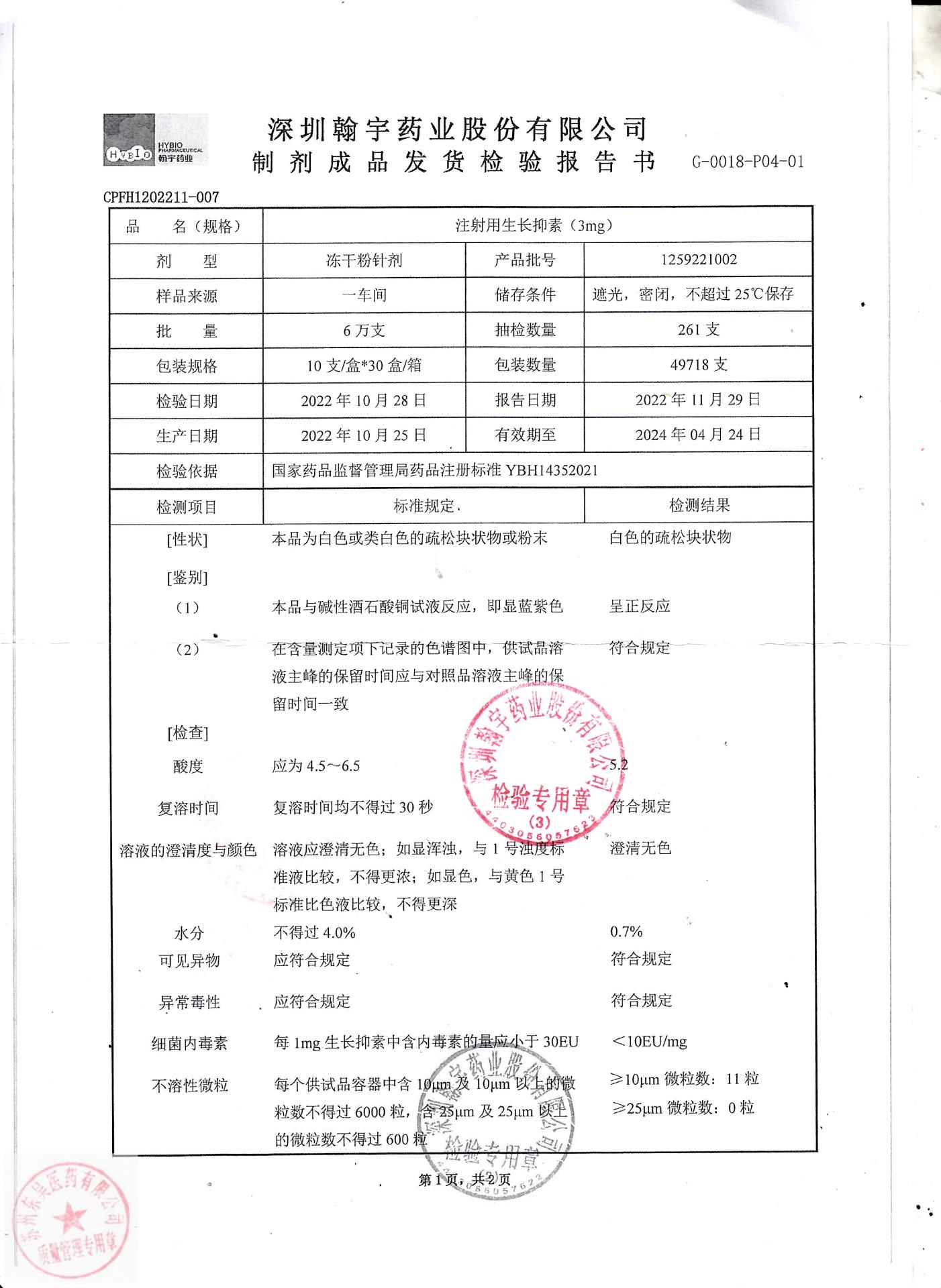 1259221002注射用生长抑素（3mg)2