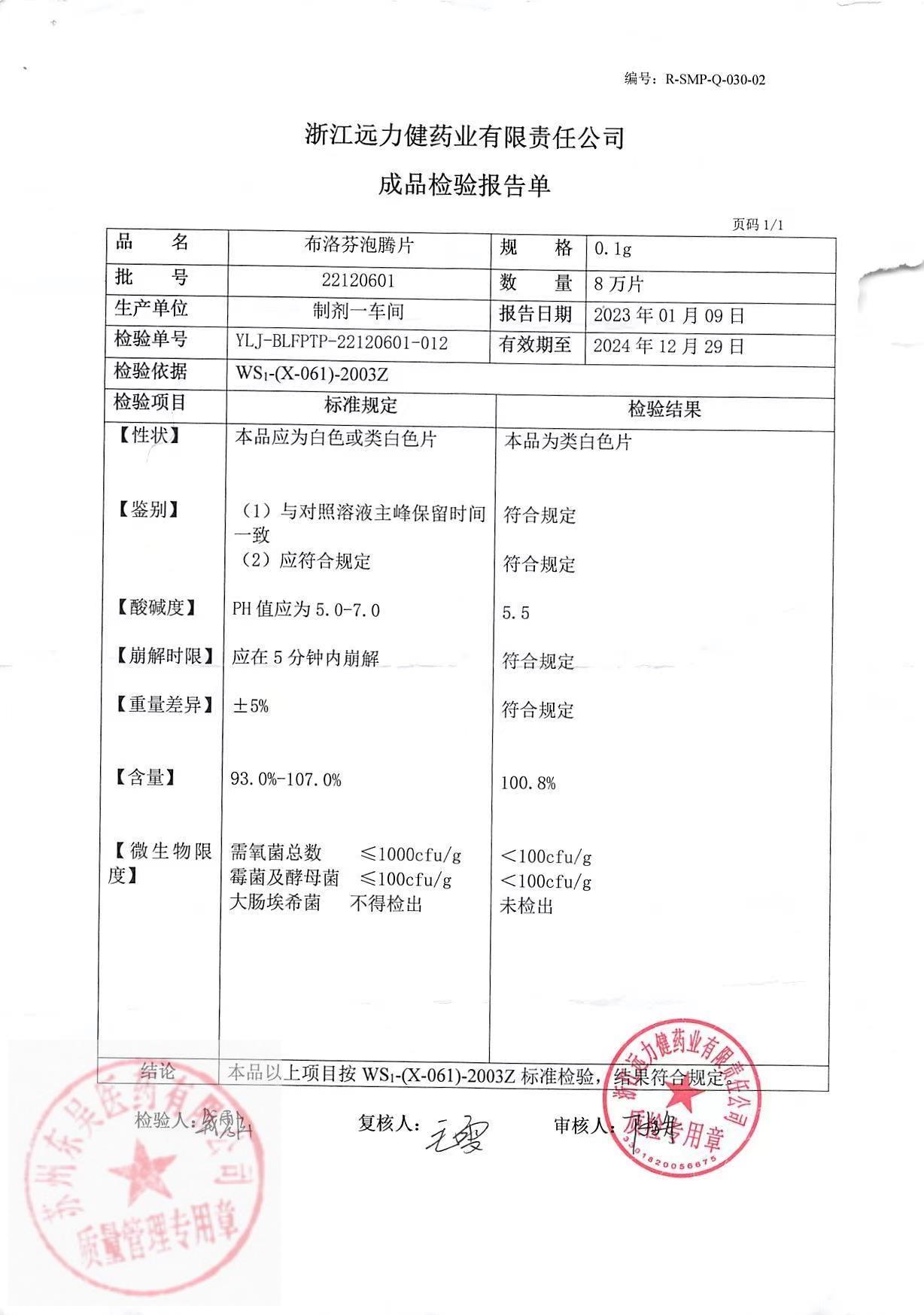 22120601布洛芬泡腾片