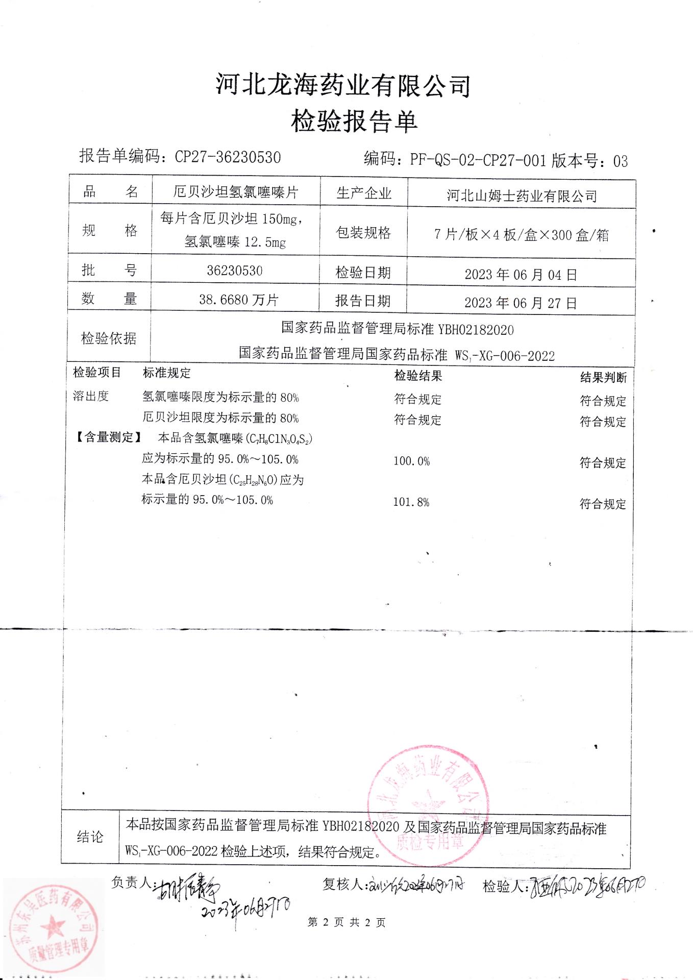 36230530厄贝沙坦氢氯噻嗪片2