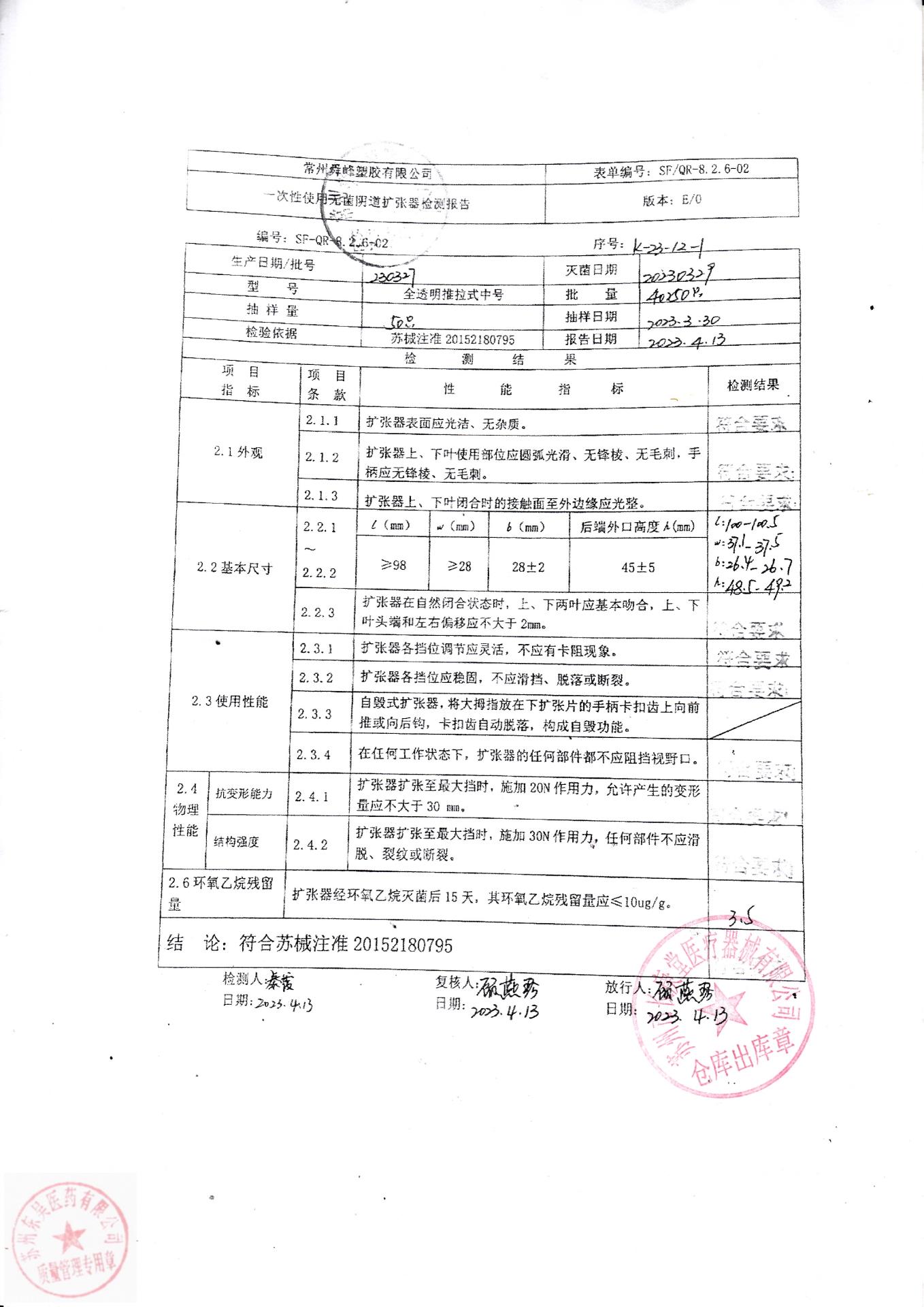230327常州瞬丰一次性使用无菌阴道扩张器