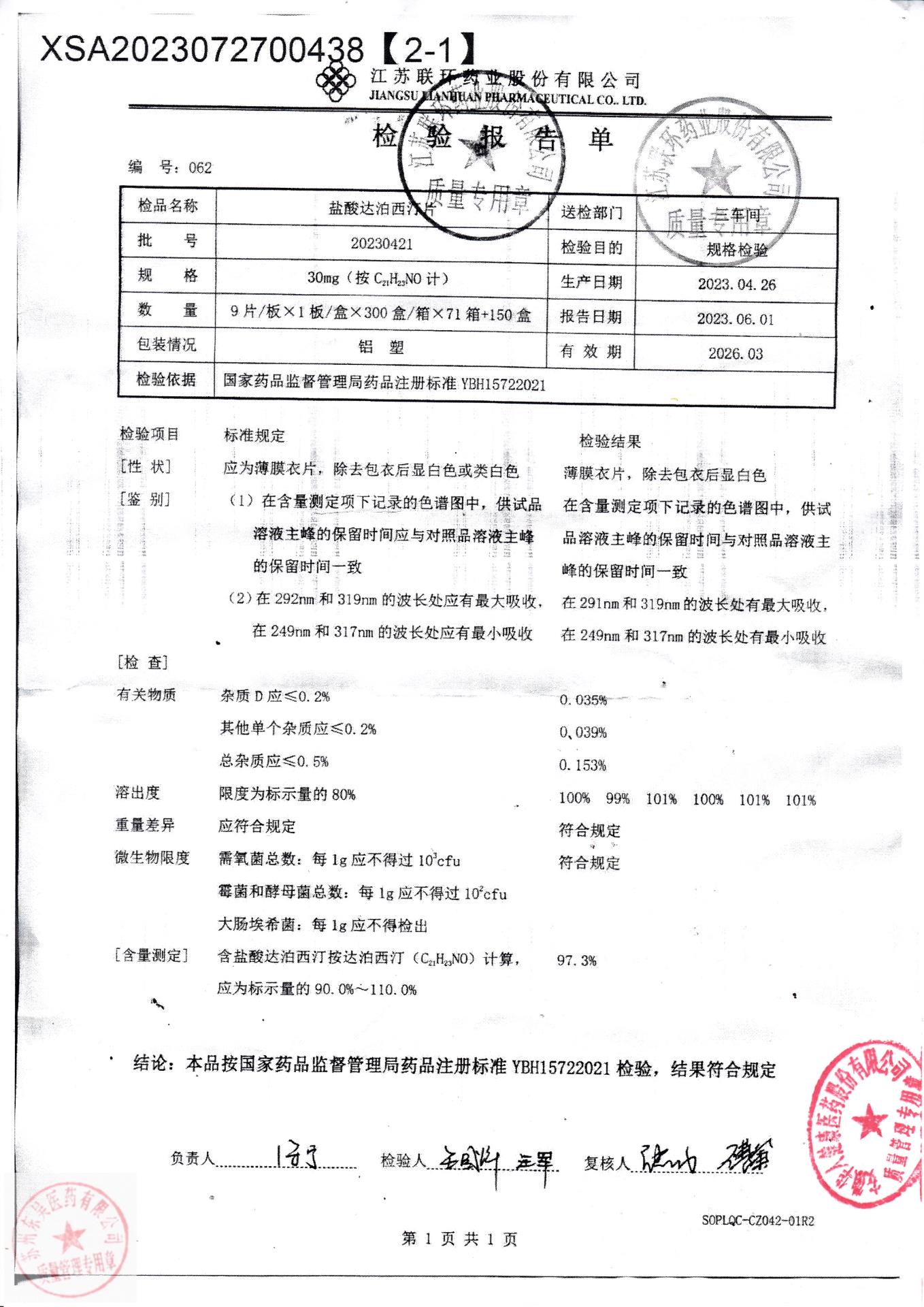 20230421盐酸达泊西汀片