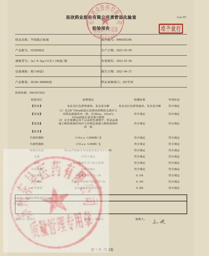 N23050922甲钴胺注射液1