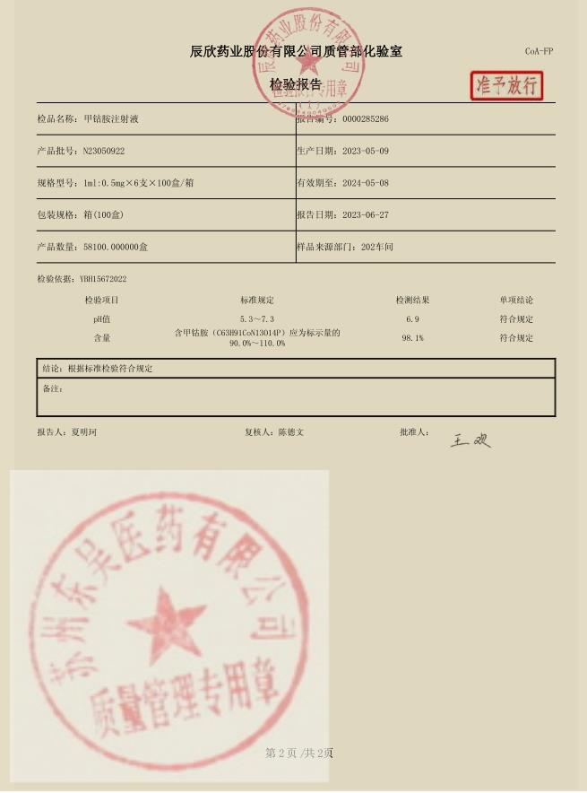 N23050922甲钴胺注射液2