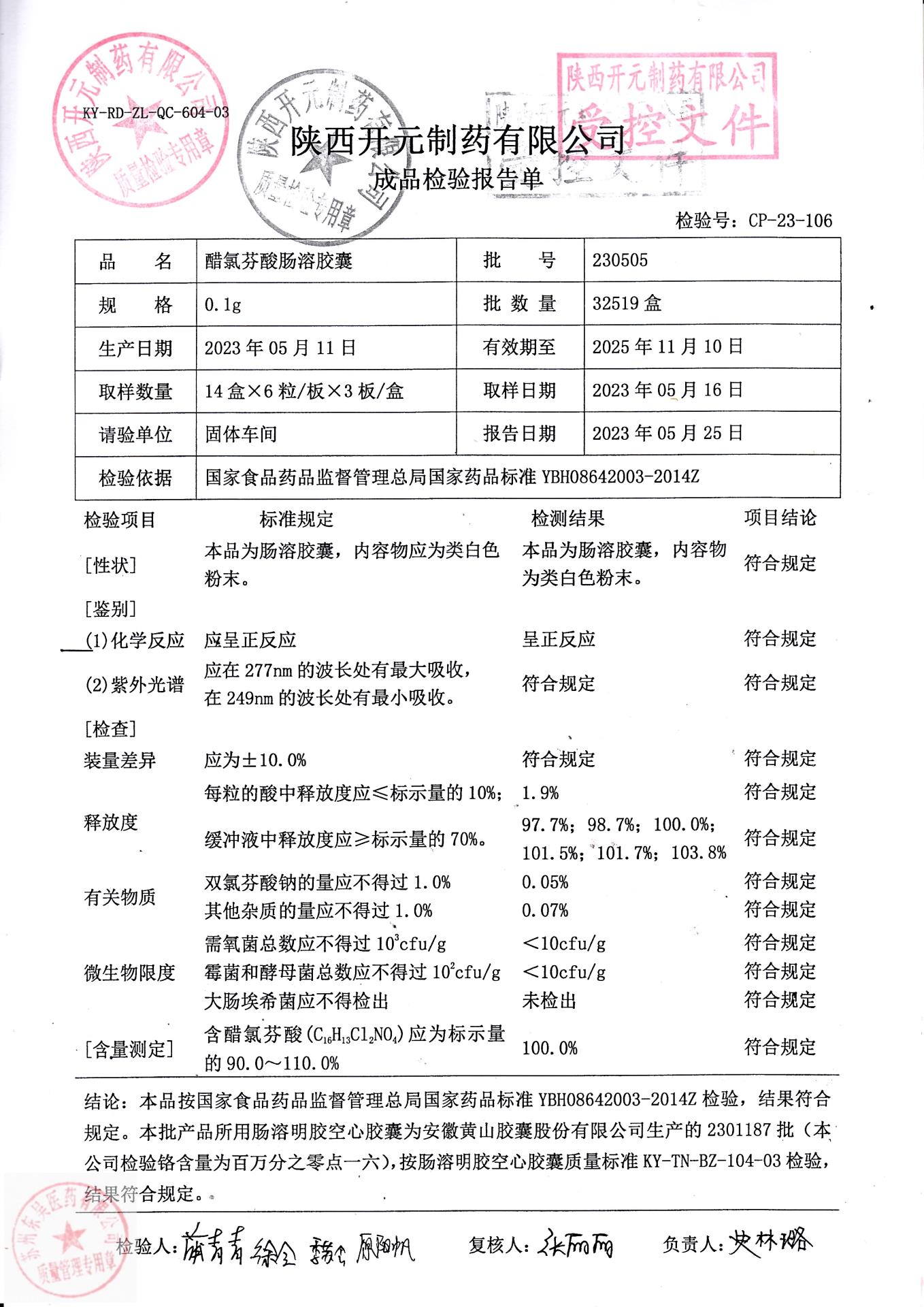 230505醋氯芬酸肠溶胶囊