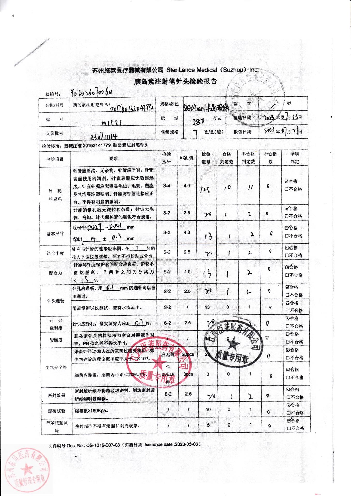 M1551胰岛素注射笔针头2