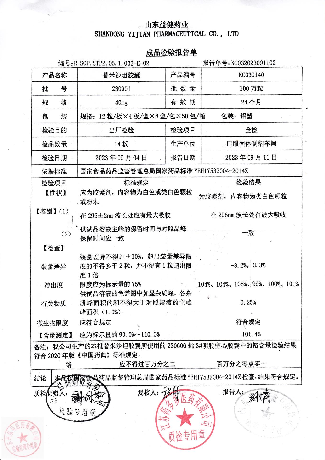 230901替米沙坦胶囊