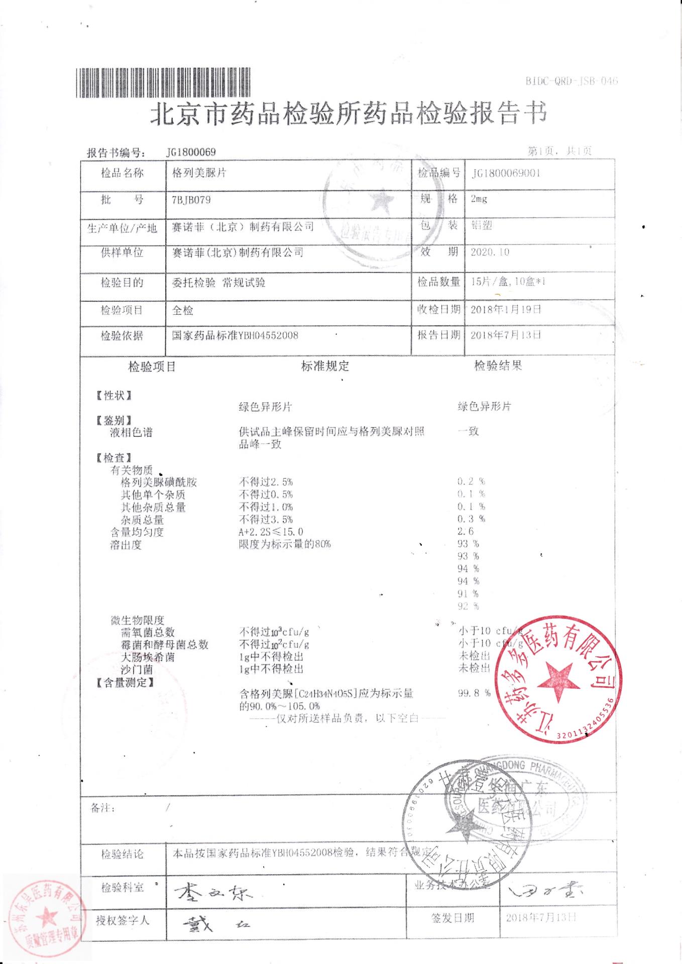 7BJB079格列美脲片2