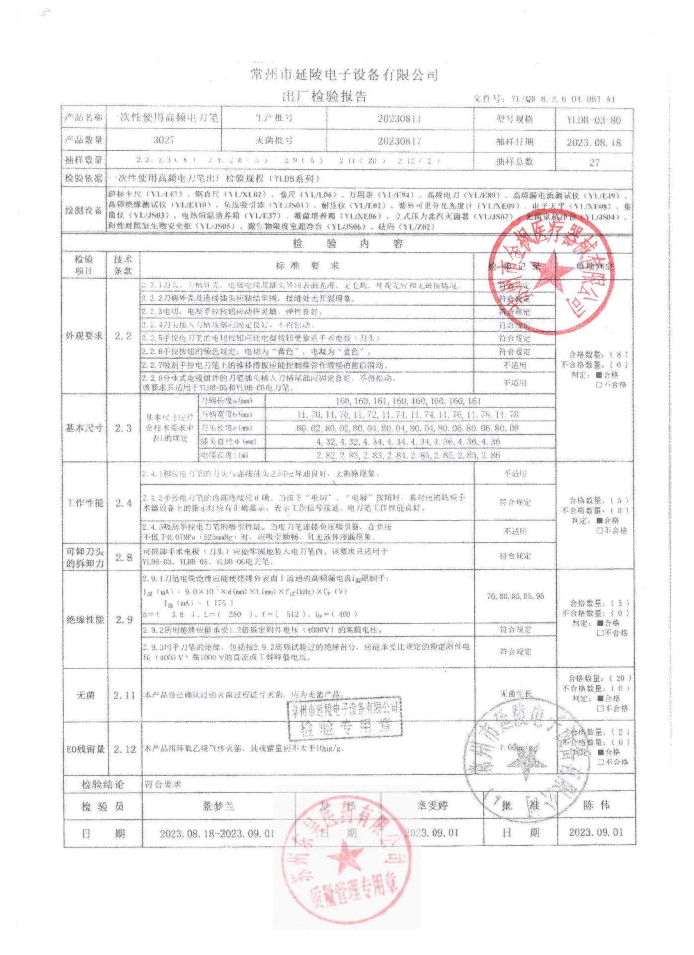 20230811一次性使用高频电刀笔
