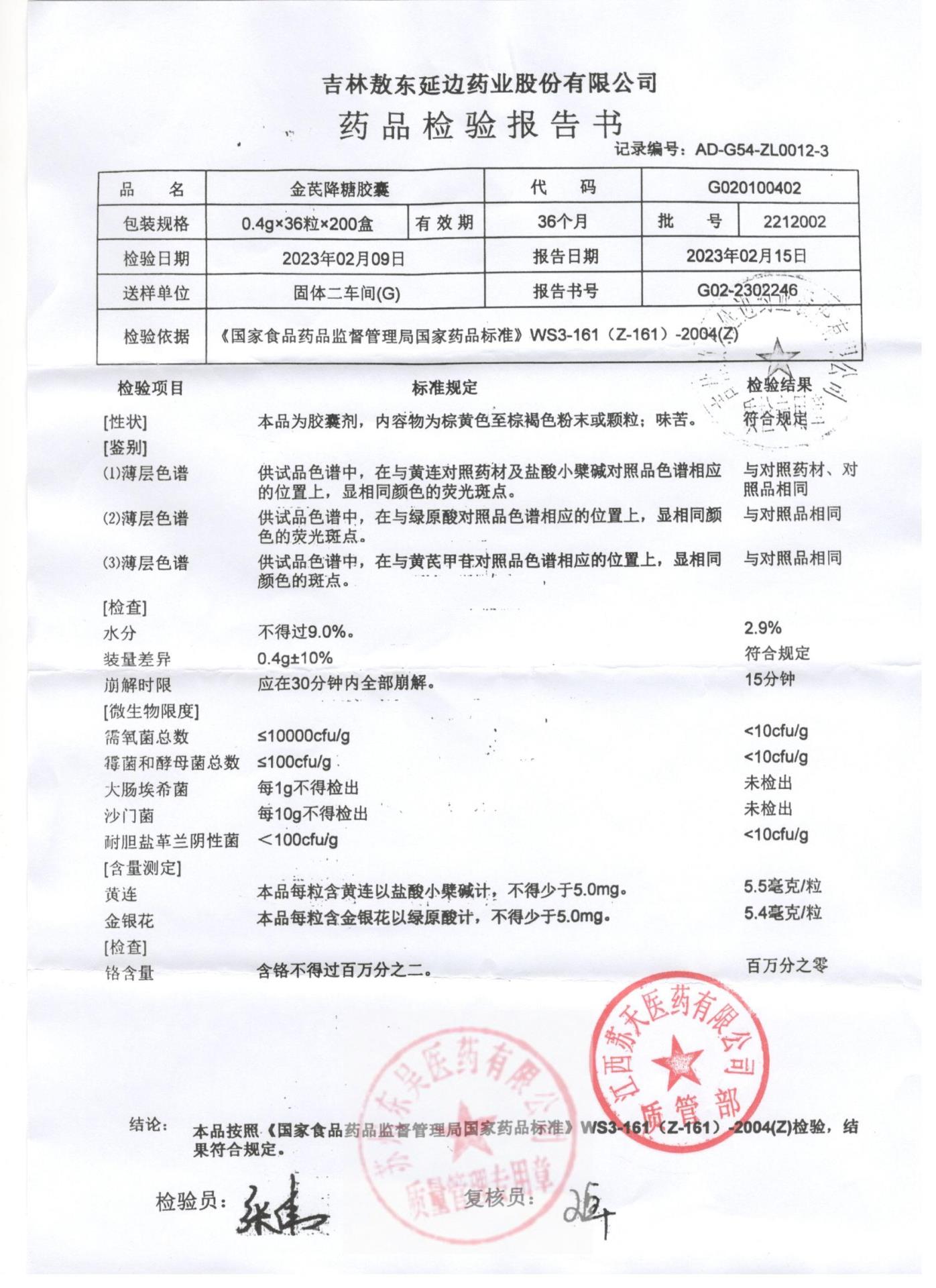 2212002金芪降糖胶囊