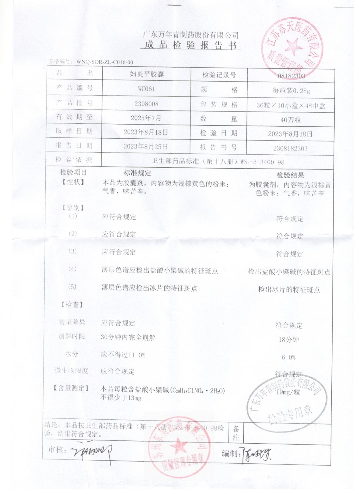 2308008妇炎平胶囊