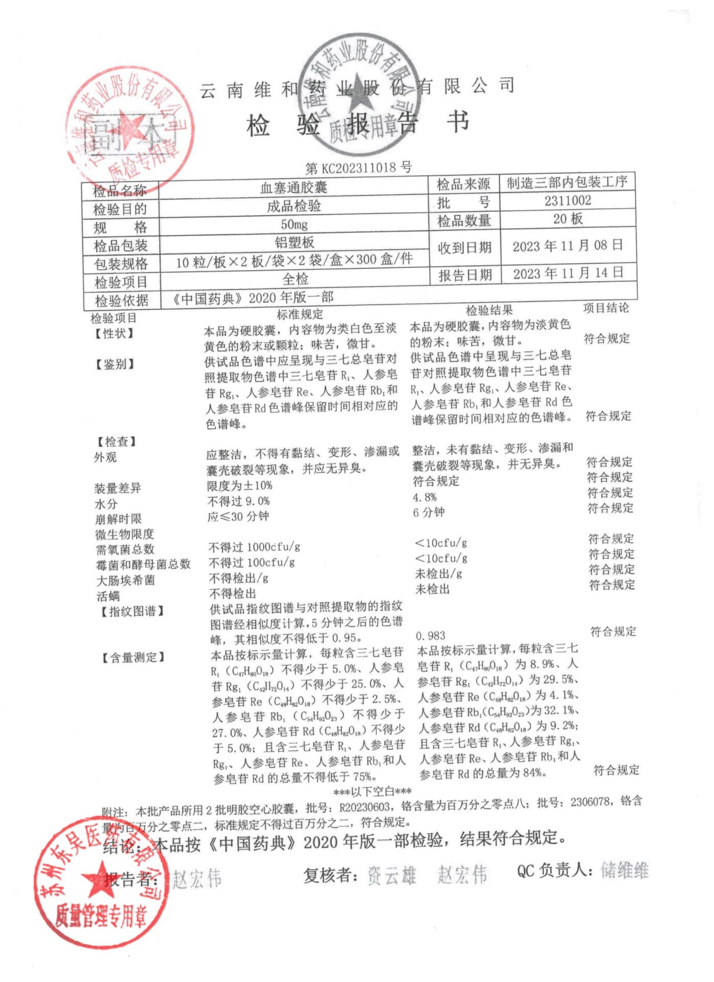 2311002血塞通胶囊1