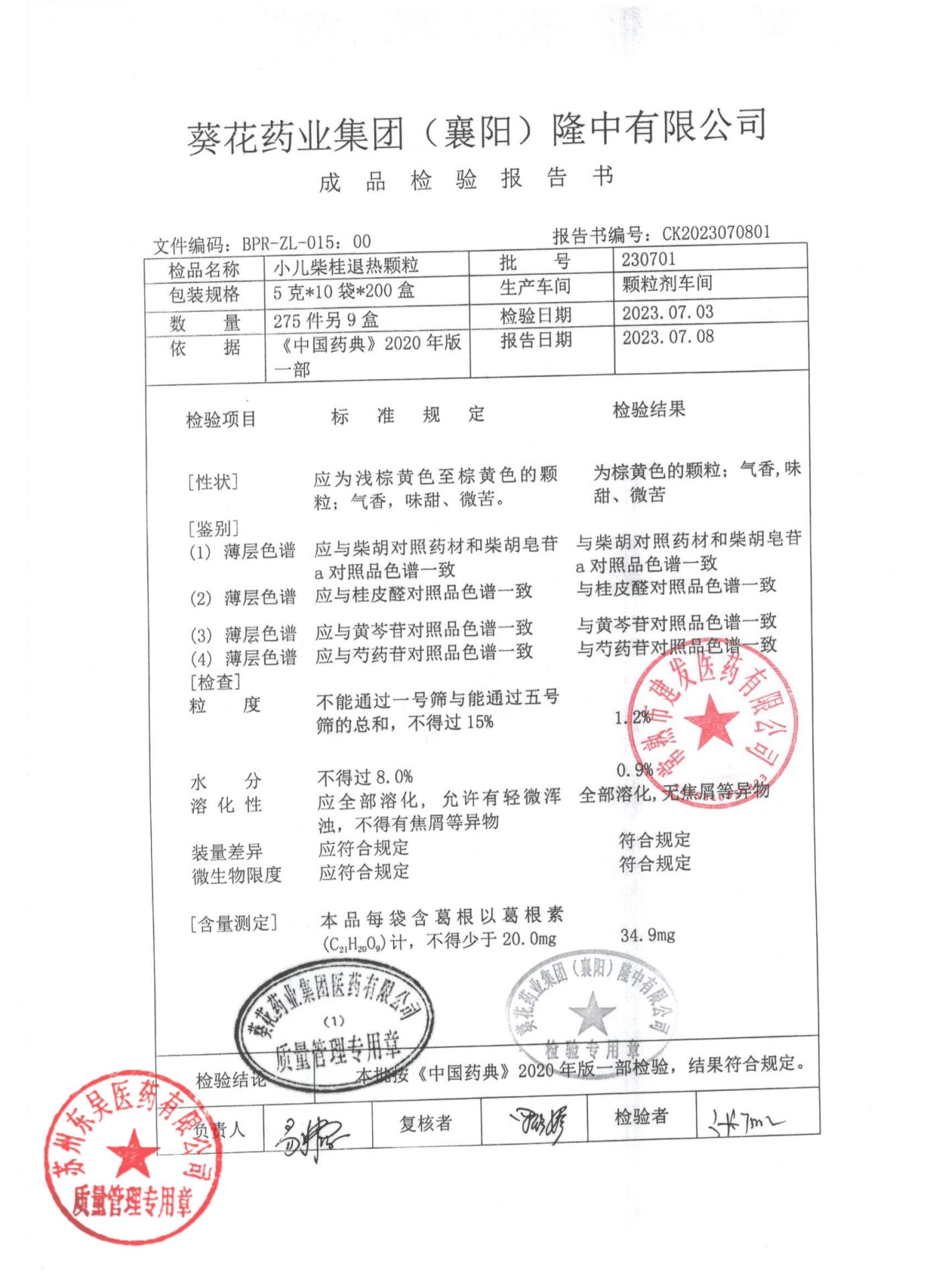 230701小儿柴桂退热颗粒