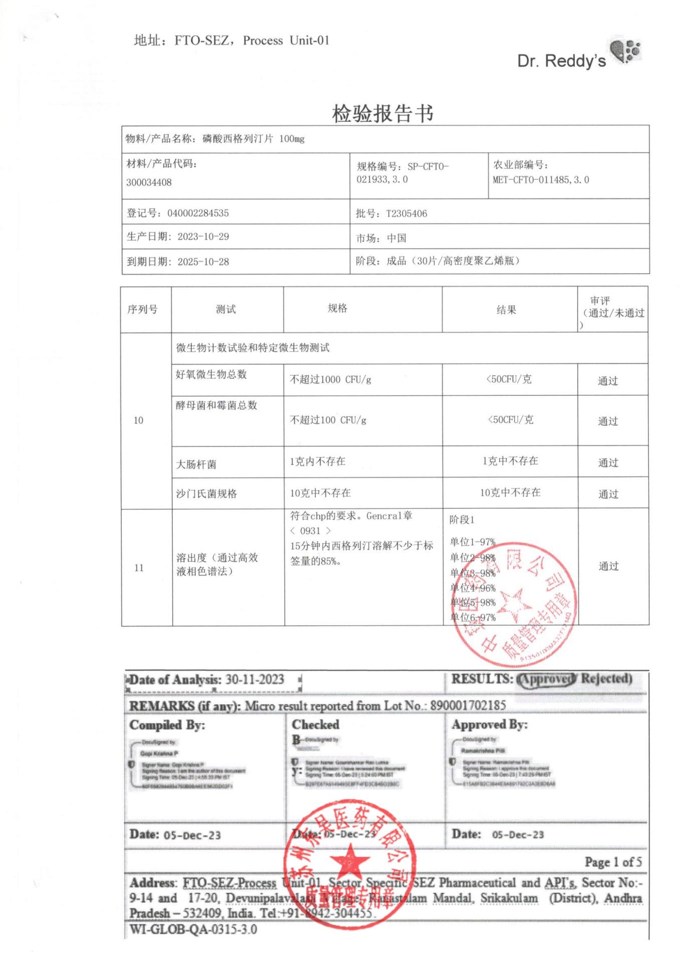 T2305406磷酸西格列汀片4