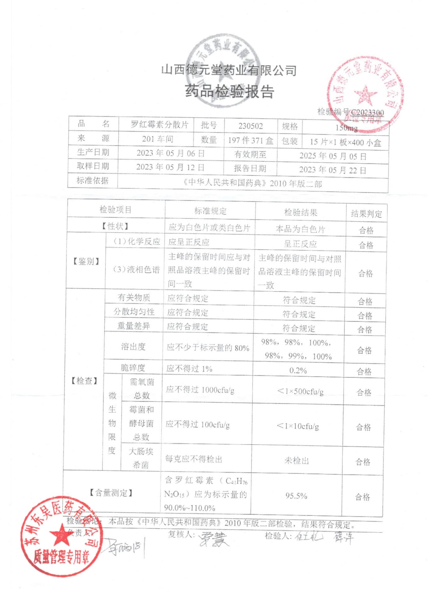 230502罗红霉素分散片