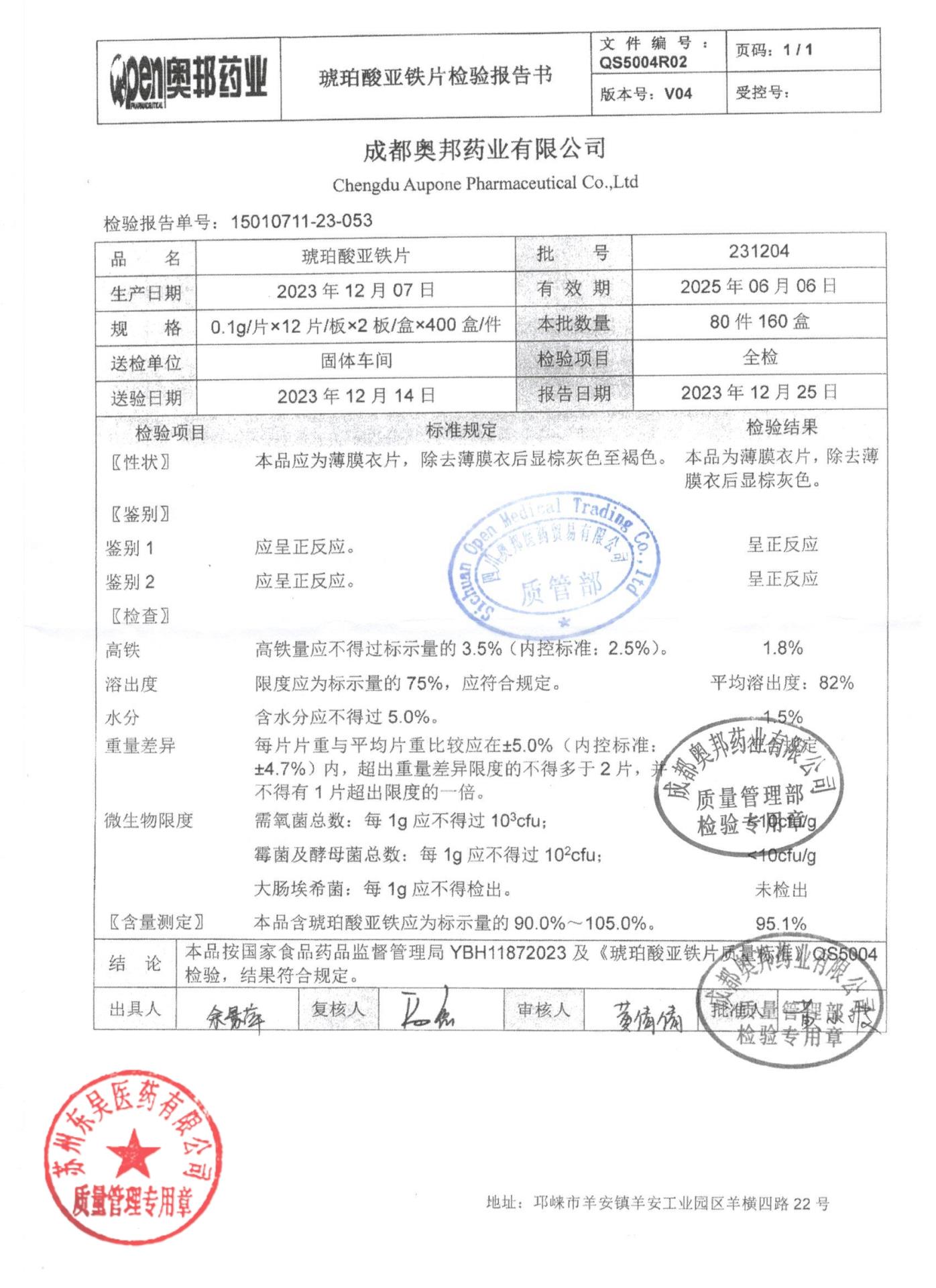 231204琥珀酸亚铁片