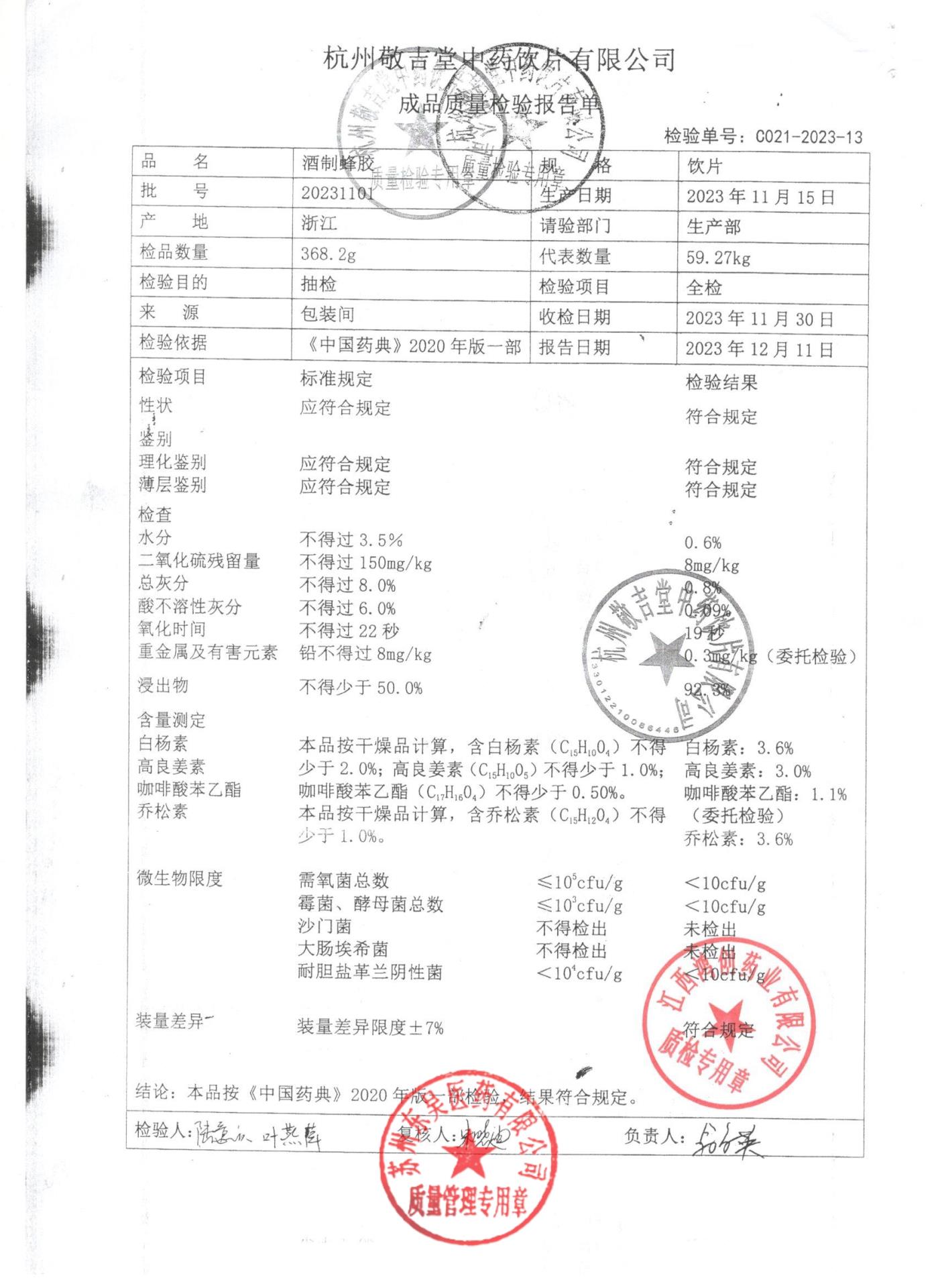 20231101酒制蜂胶