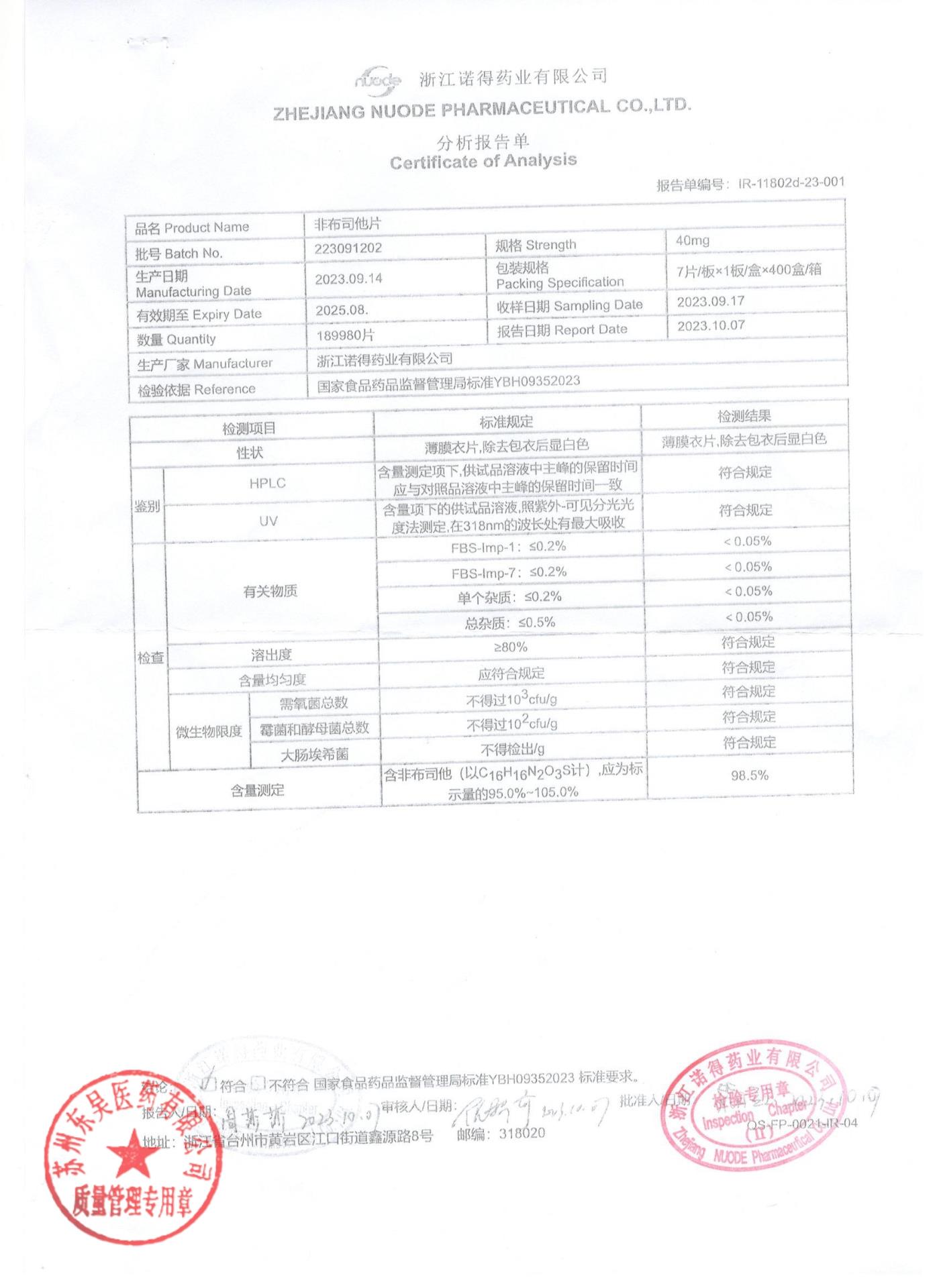 223091202非布司他片