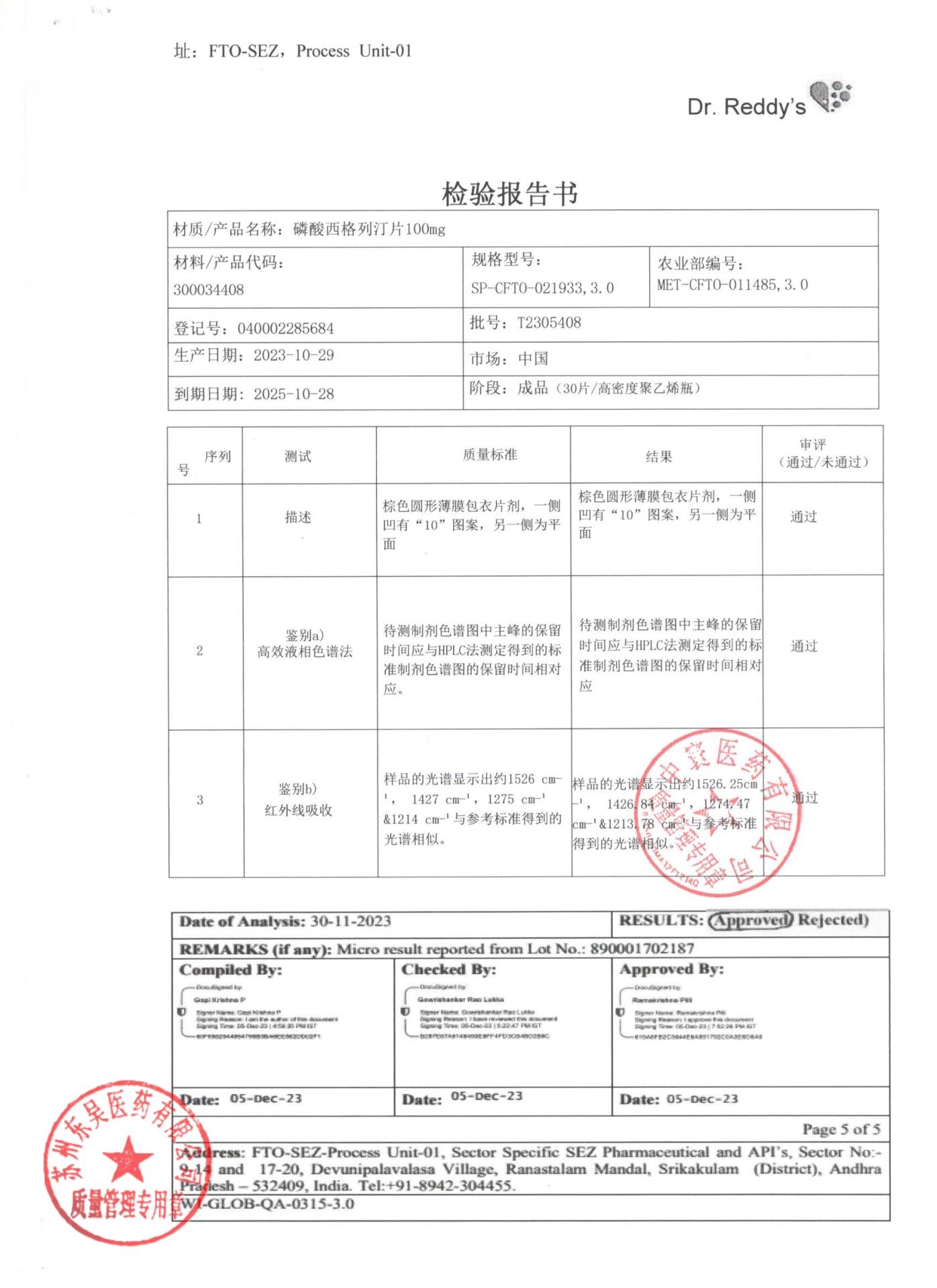 T2305408磷酸西格列汀片1